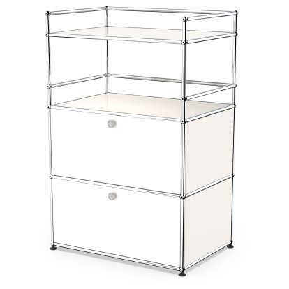 USM Haller meuble mini-bar, Blanc pur RAL 9010, Avec 2 portes abattantes