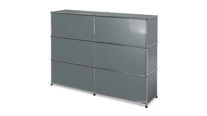 Comptoir d’accueil USM Haller version 1, Gris moyen RAL 7005, 150 cm (2 éléments), 35 cm
