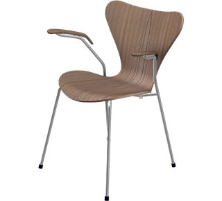 Chaise avec accotoirs Série 7 3207, 46 cm, Bois laqué clair, Orme naturel