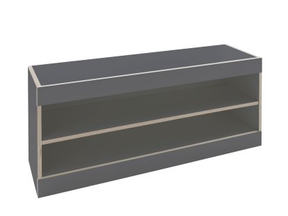 Banc avec espace de rangement Flai, Mélaminé anthracite avec bords bouleau, Ouvert, Sans coussin d'assise
