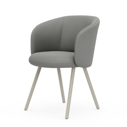 Fauteuil Mikado, Piètement à quatre pieds, 4 pieds, aluminium laqué craie, Plano, Blanc crème / gris sierra, Patins pour tapis