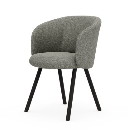 Fauteuil Mikado, Piètement à quatre pieds, 4 pieds, chêne foncé, Nubia, Crème / brun foncé, Patins en feutre pour sols durs
