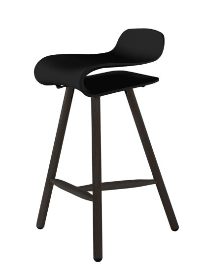 Tabouret de bar BCN Wood, Noir, Hêtre, couleur de la coque