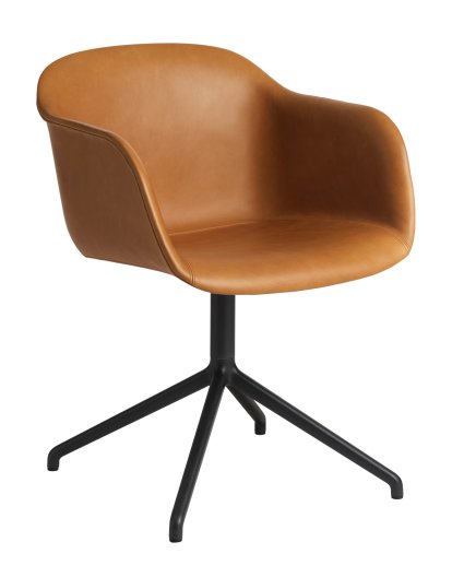 Fauteuil Fiber Swivel, Cuir cognac