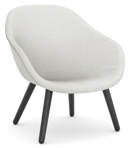 Fauteuil About A Lounge Chair Low AAL 82, Divina Melange 120 - gris clair, Chêne laqué noir, Sans coussin d'assise