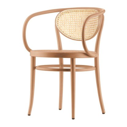 Chaise bois courbé 209 / 210 avec accotoirs, Hêtre naturel, Assise et dossier cannés, naturel (210)