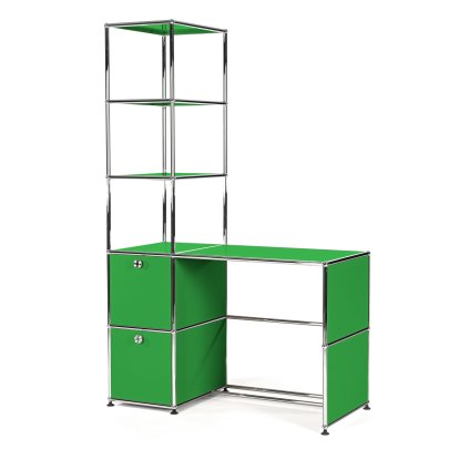 Bureau USM Haller avec étagère haute, Vert USM