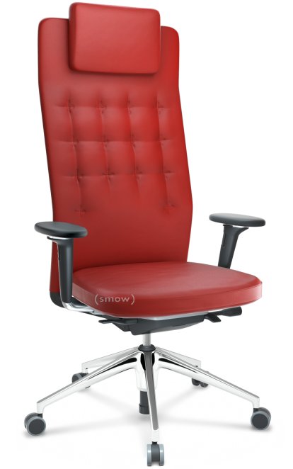 ID Trim L, Mécanisme Flowmotion sans réglage de la profondeur d'assise, Avec accotoirs 3D, Noir basic, Cuir rouge, Souples pour sols durs