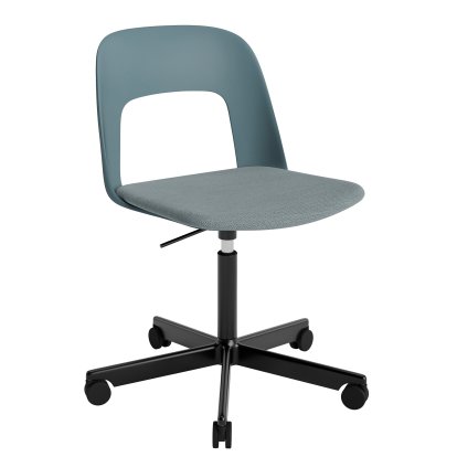 Chaise pivotante Layout 143 avec assise rembourrée, Océan / Mode 045, Aluminium thermolaqué noir 