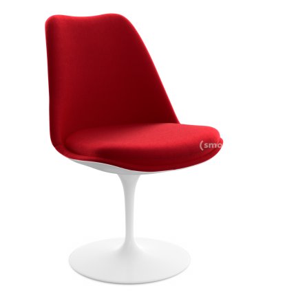 Chaise Tulip Saarinen, Rotatif, Coque et coussin d'assise rembourré, Blanc, Bright Red (Tonus 130)