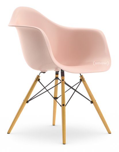 Eames Plastic Armchair DAW, Rose pâle, Sans rembourrage, Sans rembourrage, Version standard - 43 cm, Érable nuance de jaune