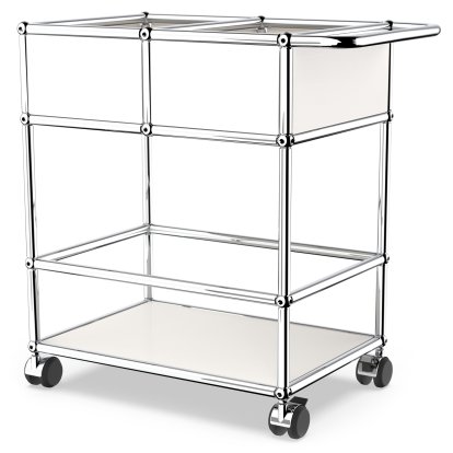 USM Haller chariot à boissons à étages avec compartiments, Blanc pur RAL 9010, Souples pour sols durs