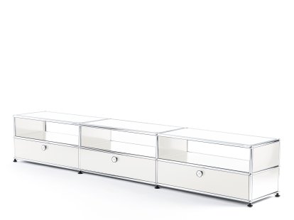 Meuble Hi-Fi bas Lowboard USM Haller, Blanc pur RAL 9010