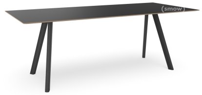 Table Copenhague CPH30, L 200 x l 90 x H 75, Chêne laqué noir, Linoleum noir  