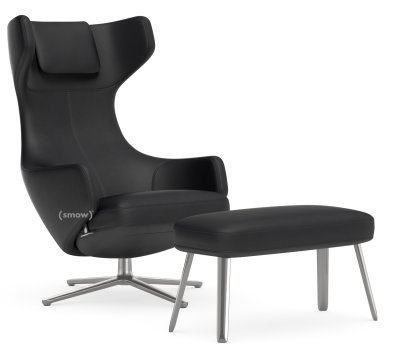 Fauteuil Grand Repos, Fauteuil Grand Repos & Panchina, Cuir Premium F nero, 45 cm, Poli