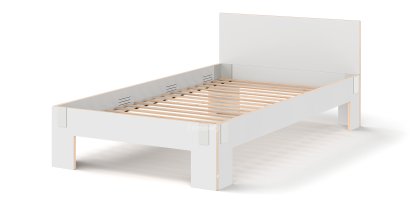 Lit Tagedieb, 120 x 220 cm, Avec tête de lit, FU (bouleau contreplaqué) blanc, Gris clair, Avec sommier flexible