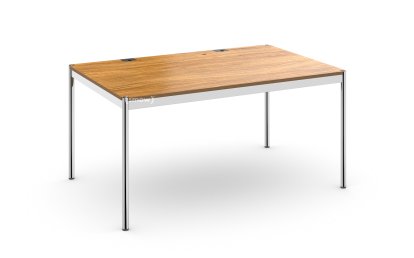 Table USM Haller Plus, 150 x 100 cm, 07-Plaqué chêne laqué naturel, Plateau coulissant à droite