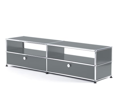 Meuble TV USM Haller avec portes coulissantes, Gris moyen RAL 7005