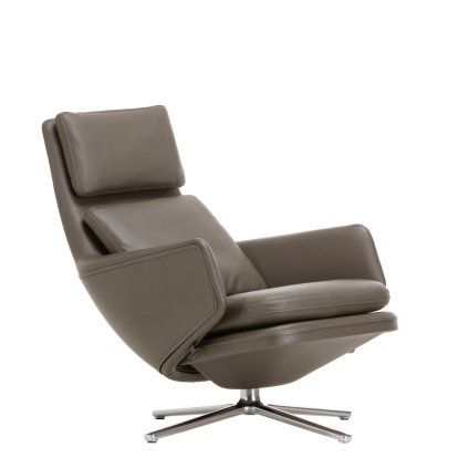 Fauteuil Grand Relax, Sans repose-pieds, Cuir Premium F, gris umbra, Poli, 41,5 cm