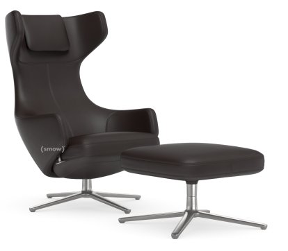 Fauteuil Grand Repos, Fauteuil Grand Repos & Ottoman, Cuir Premium F chocolat, 45 cm, Poli