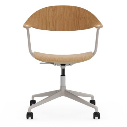 Chaise de bureau Mynt pied quatre branches, Chêne naturel, vernis de protection, Sans rembourrage, Sans rembourrage, Noir foncé, Durs pour tapis