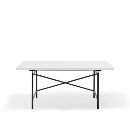 Table Eiermann 1 M (réglage mécanique de la hauteur), Mélaminé blanc avec bords blancs, 160 x 80 cm, Noir