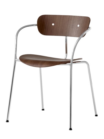 Chaise Pavilion AV2, Noyer laqué, Chromé, Avec accoudoirs
