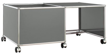 Table à roulettes pour enfants USM Haller, Caisse à droite, Gris moyen RAL 7005