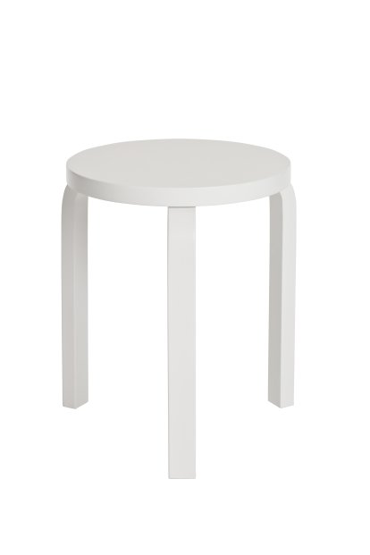 Tabouret 60, Assise et pieds vernis blanc