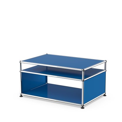 USM Haller table d'appoint à roulettes, Bleu gentiane RAL 5010, Patin de nivelage