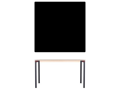 Table Seiltänzer, 75 x 120 x 120 cm, Linoleum noir, Rouge