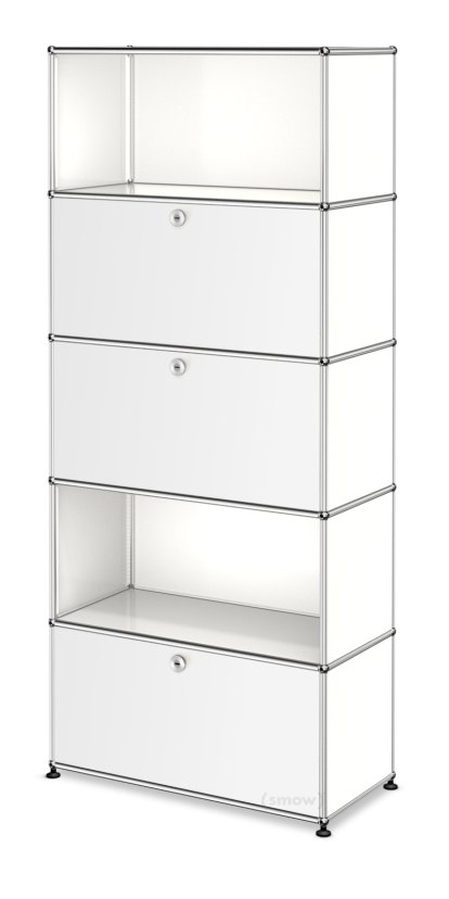 Étagère à dossiers USM Haller M, personnalisable, Blanc pur RAL 9010, Avec  porte abattante, Avec  porte abattante, Ouvert, Avec  porte abattante