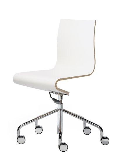 Chaise de bureau Seesaw, Chromé avec ressort à gaz, Sans accoudoirs, Hêtre naturel / mélaminé blanc