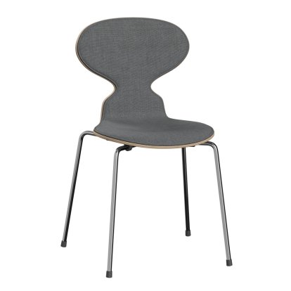 Chaise Fourmi (Ant) 3101 avec rembourrage avant, Bois laqué clair, Noyer naturel, Remix 143 - Gris, Chromé