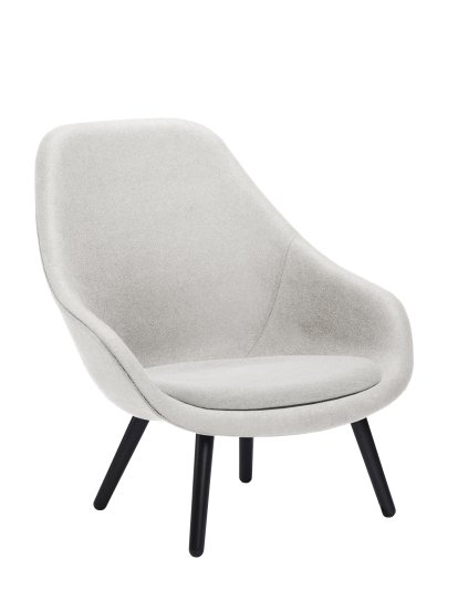 Fauteuil About A Lounge Chair High AAL 92, Divina Melange 120 - gris clair, Chêne laqué noir, Avec coussin d'assise