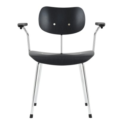 Chaise SE 68, Non-empilable, Sans rembourrage, Chromé, Avec accoudoirs, Hêtre, teinté noir