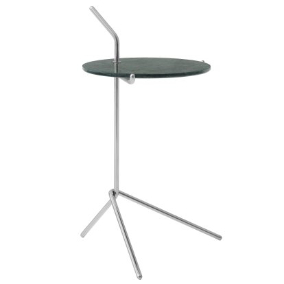 Table d'appoint Halten SH9, Acier inoxydable poli et marbre Guatemala Verde
