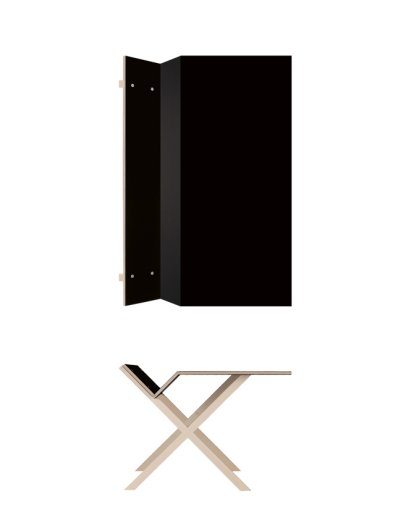 Bureau Kant, 160 cm, 74 cm, FU (bouleau contreplaqué) linoleum noir