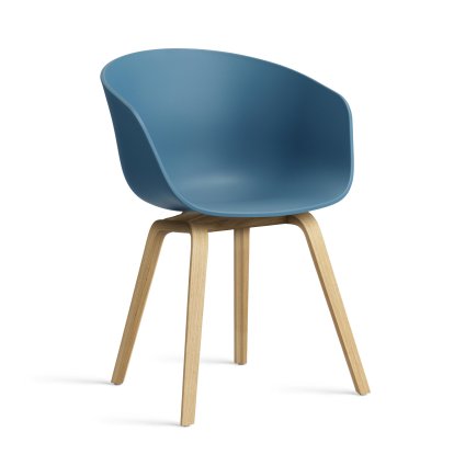 Chaise About A Chair AAC 22, Azure blue 2.0, Chêne laqué