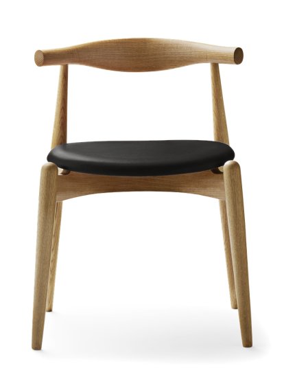 Chaise CH20 Elbow, Chêne huilé, Cuir noir