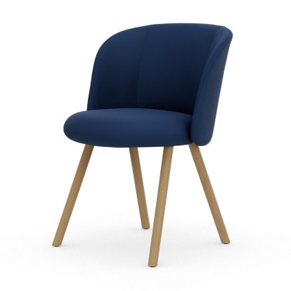 Chaise Mikado, Piètement à quatre pieds, 4 pieds, chêne naturel, Plano, Bleu / coconut, Patins en feutre pour sols durs