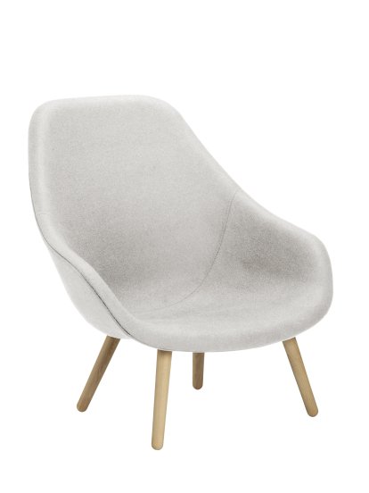 Fauteuil About A Lounge Chair High AAL 92, Divina Melange 120 - gris clair, Chêne laqué, Sans coussin d'assise