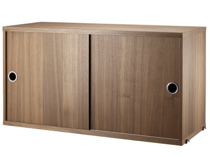 Caisson avec portes coulissantes String System, Placage noyer, 30 cm