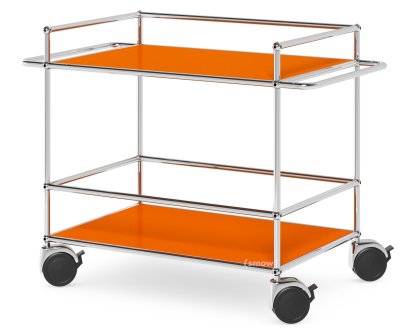 Chariot médical USM Haller, Avec poignées á chariot, Orange pur RAL 2004