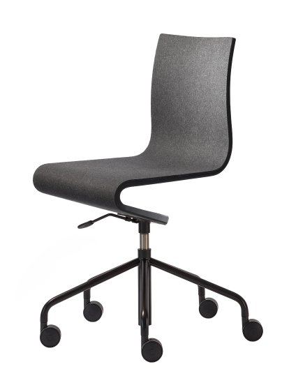 Chaise de bureau Seesaw, Noir avec ressort à gaz, Sans accoudoirs, Frêne noir avec feutre anthracite