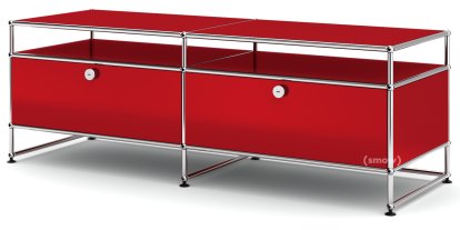 Meuble TV L USM Haller, Rouge rubis USM