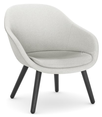 Fauteuil About A Lounge Chair Low AAL 82, Divina Melange 120 - gris clair, Chêne laqué noir, Avec coussin d'assise