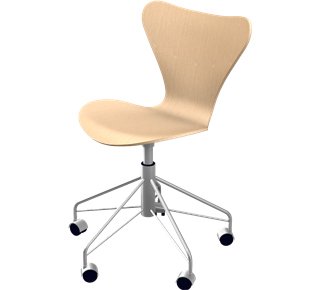 Chaise de bureau pivotante Série 7 3117, Bois laqué clair, Hêtre naturel