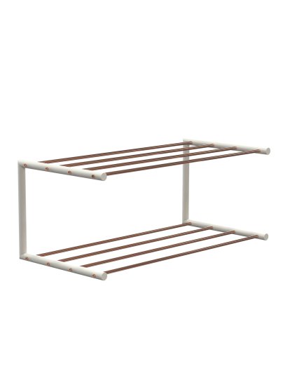 Nova Rangement à chaussures, L 61,9 x P 30 cm , Cuivre poli / blanc mat