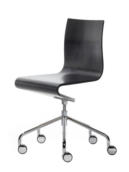 Chaise de bureau Seesaw, Chromé avec axe vis, Sans accoudoirs, Frêne noir